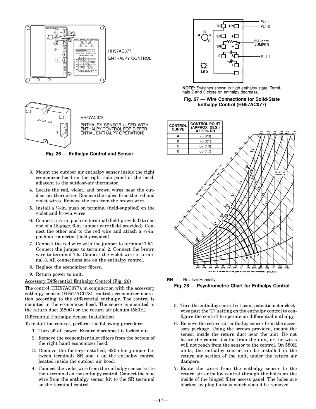 Bryant 580G manual Enthalpy Control and Sensor 