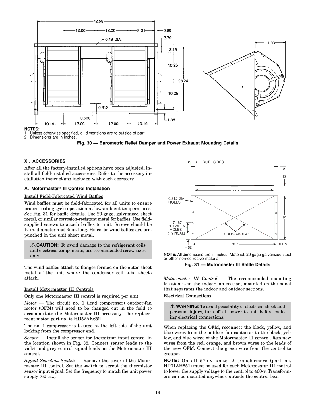 Bryant 580G manual XI. Accessories, Motormaster III Control Installation 