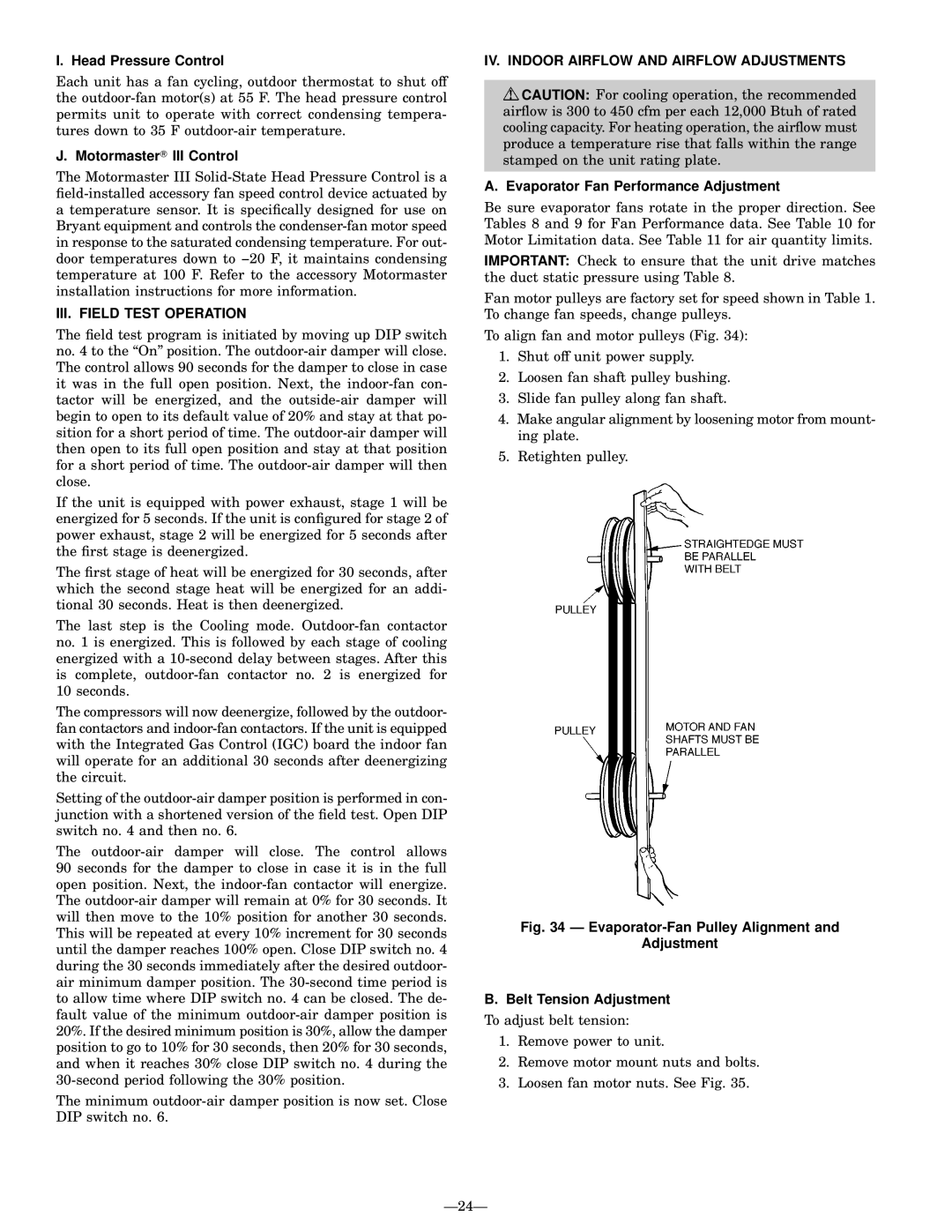 Bryant 580G manual Head Pressure Control, Motormaster III Control, III. Field Test Operation 