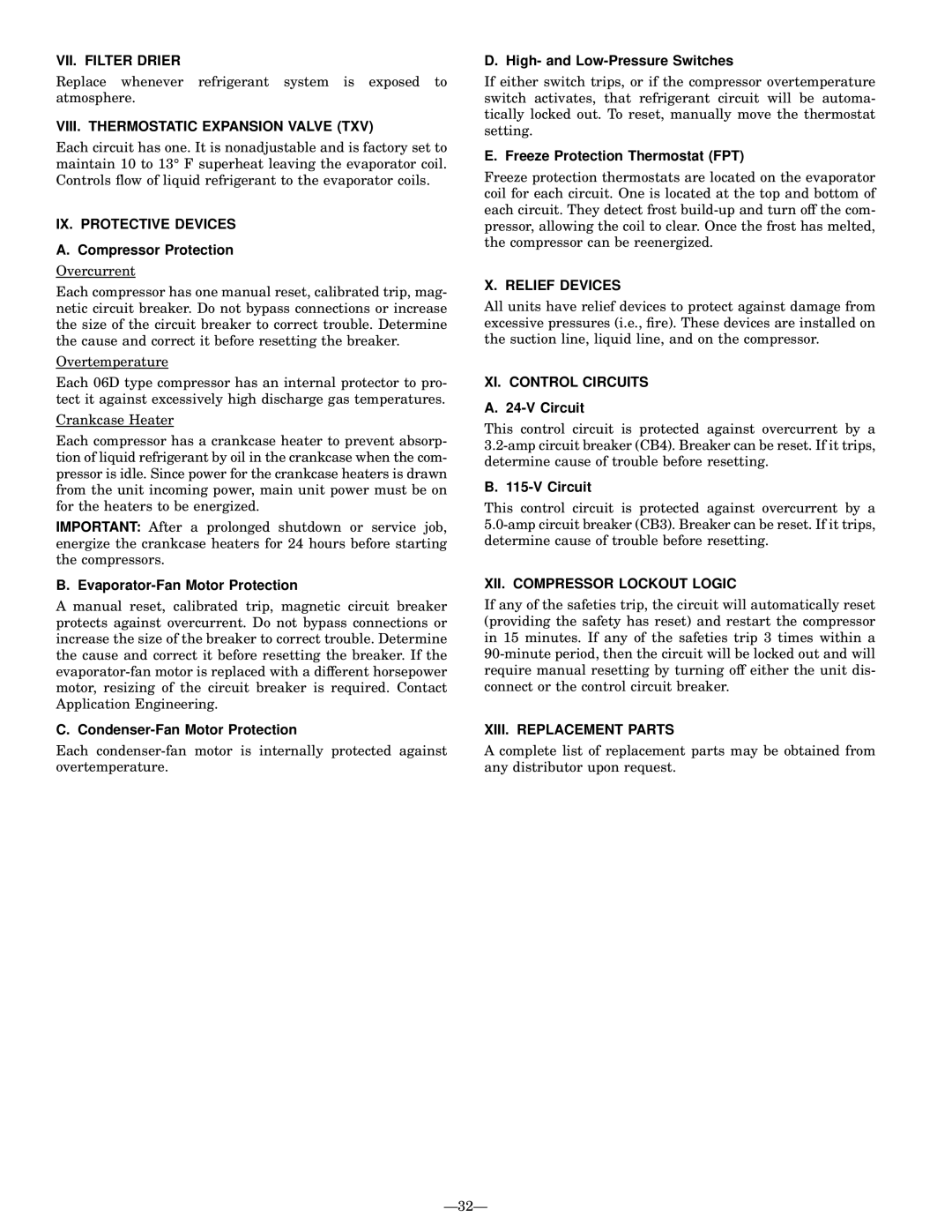 Bryant 580G manual VII. Filter Drier, VIII. Thermostatic Expansion Valve TXV, IX. Protective Devices, Relief Devices 