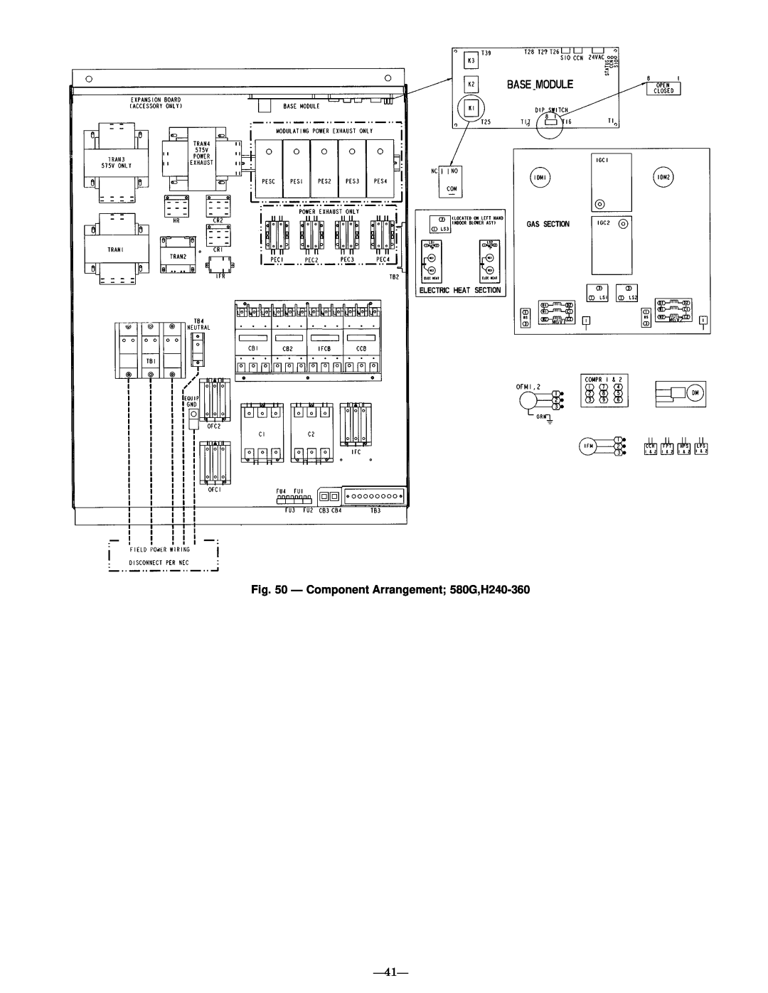 Bryant manual Ð Component Arrangement 580G,H240-360, Ð41Ð 