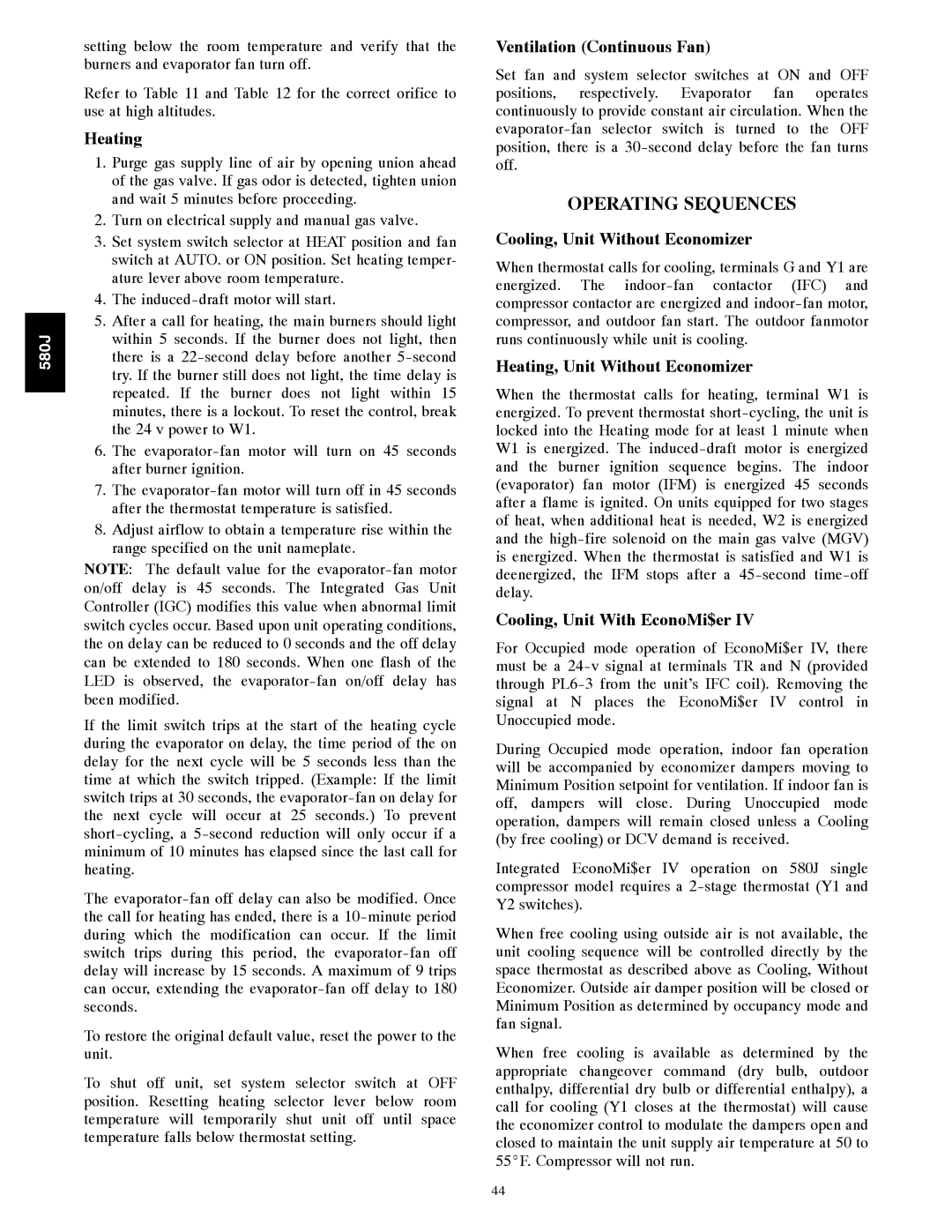 Bryant 580J*04--12 appendix Operating Sequences 