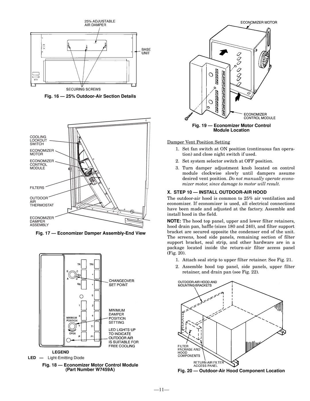 Bryant 581A operation manual 25% Outdoor-Air Section Details, Install OUTDOOR-AIR Hood 