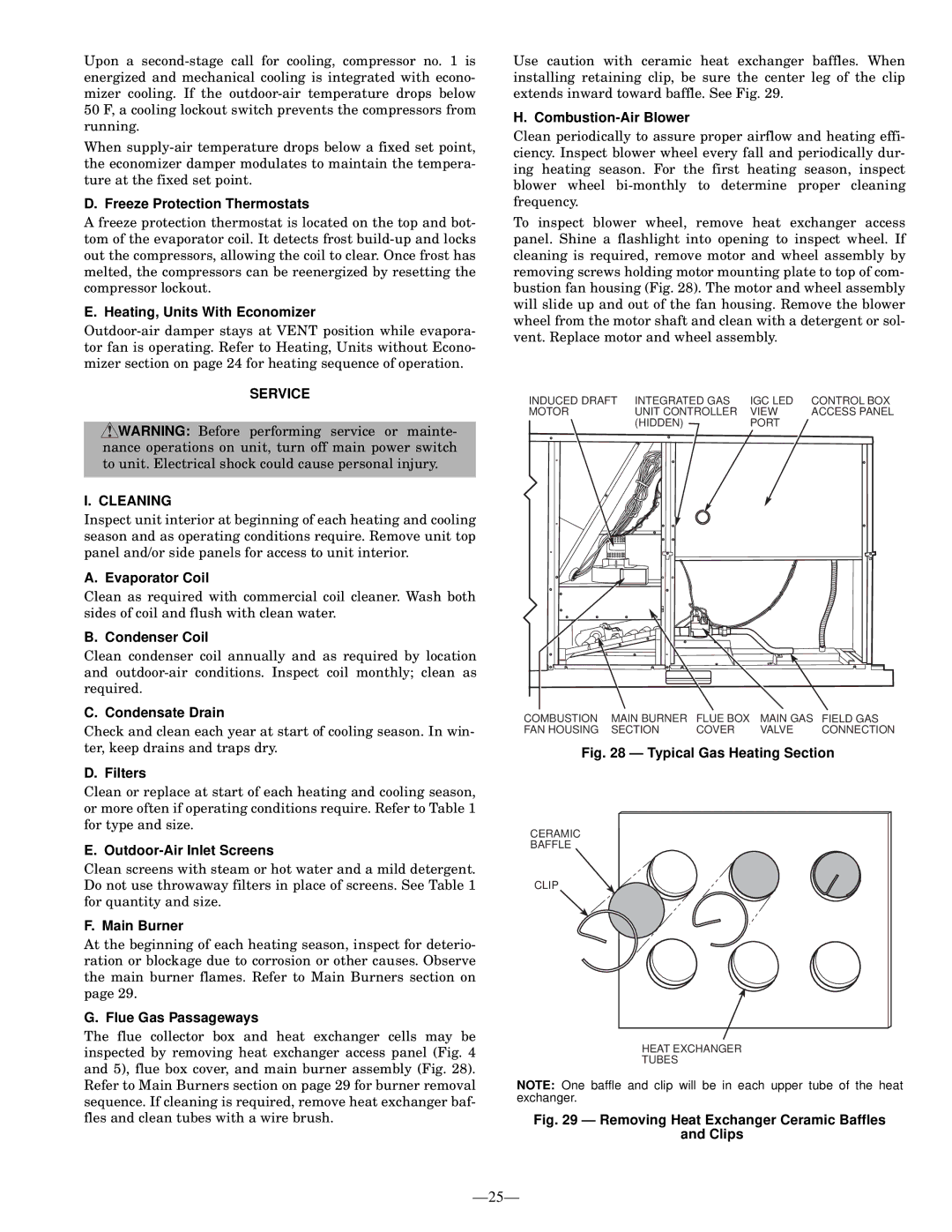 Bryant 581A operation manual Service Cleaning 