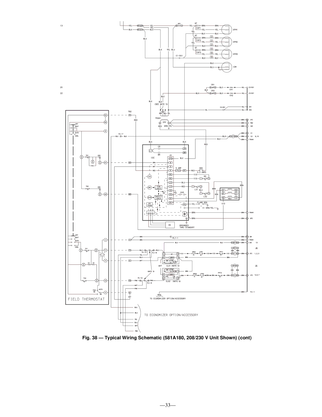 Bryant operation manual Typical Wiring Schematic 581A180, 208/230 V Unit Shown 