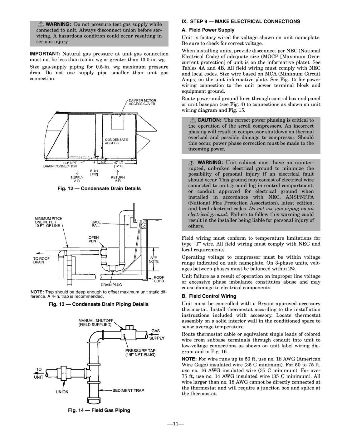 Bryant 581A operation manual IX. Make Electrical Connections, Field Power Supply, Field Control Wiring 