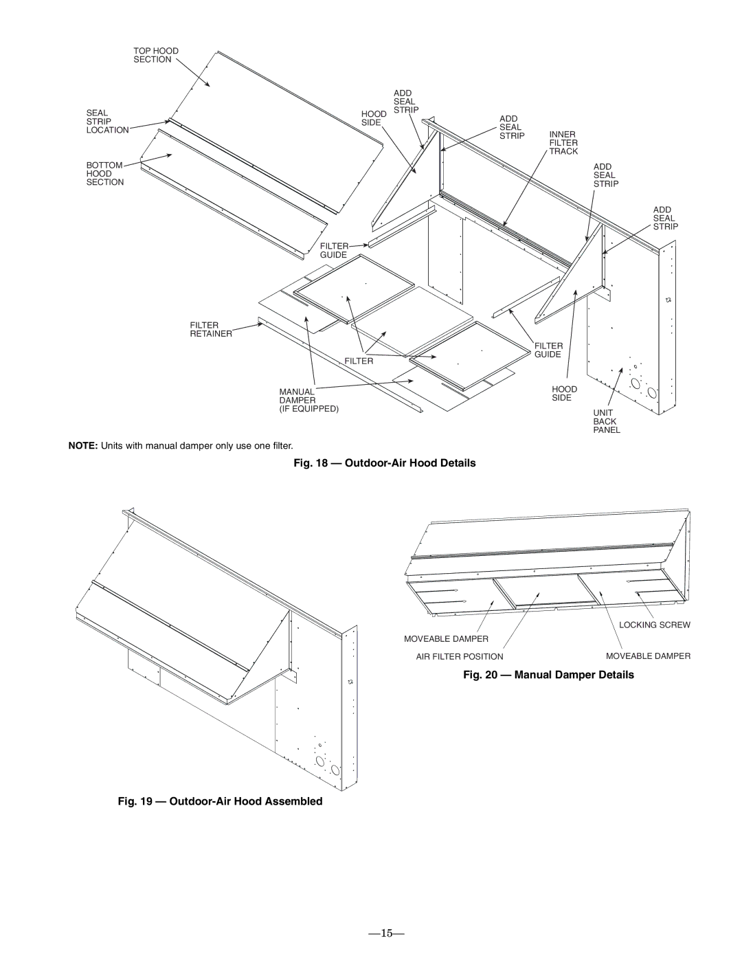 Bryant 581A operation manual Outdoor-Air Hood Details 