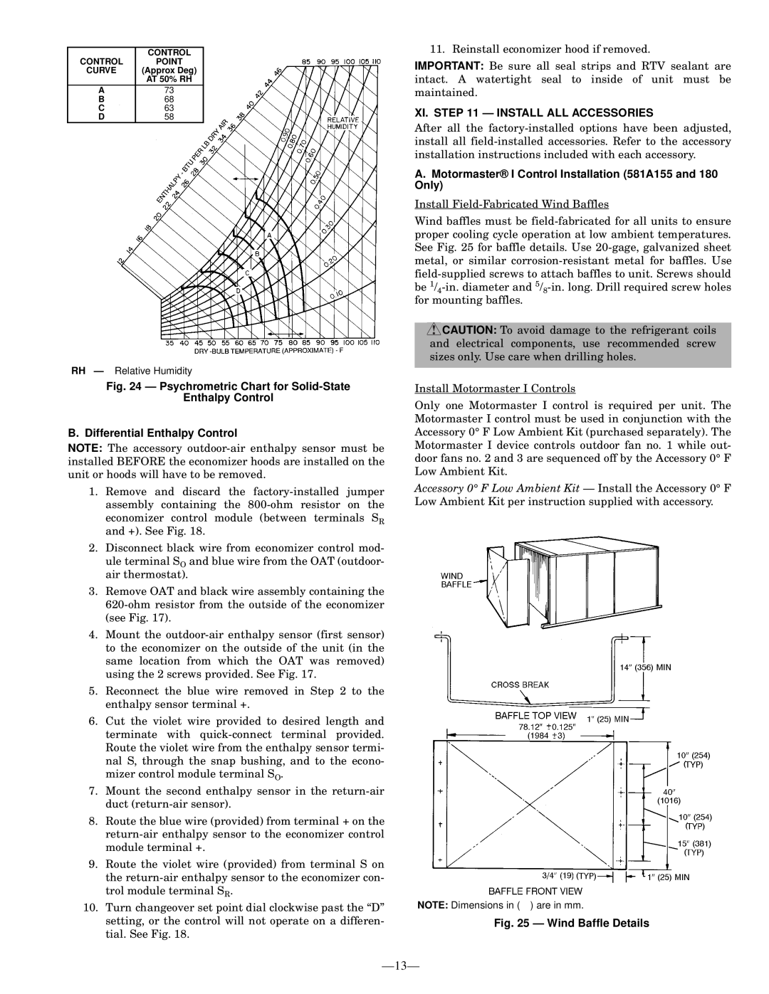 Bryant 581A Psychrometric Chart for Solid-State, Enthalpy Control B. Differential Enthalpy Control, Wind Baffle Details 
