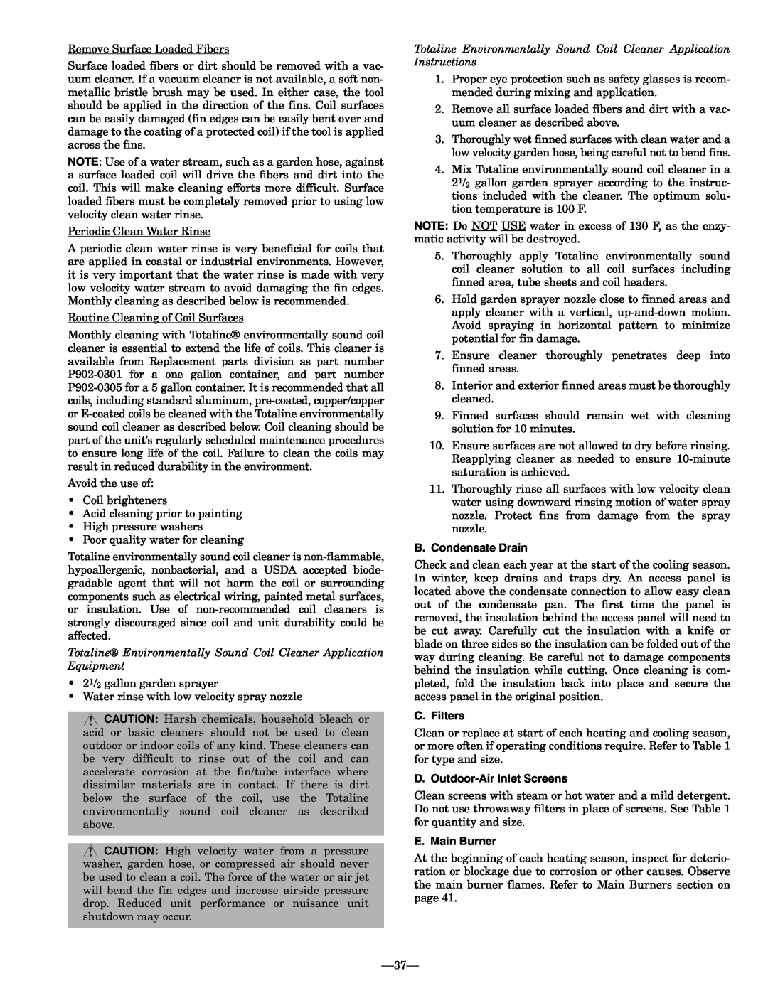 Bryant 581A operation manual B.Condensate Drain, C. Filters, D. Outdoor-AirInlet Screens, E. Main Burner 