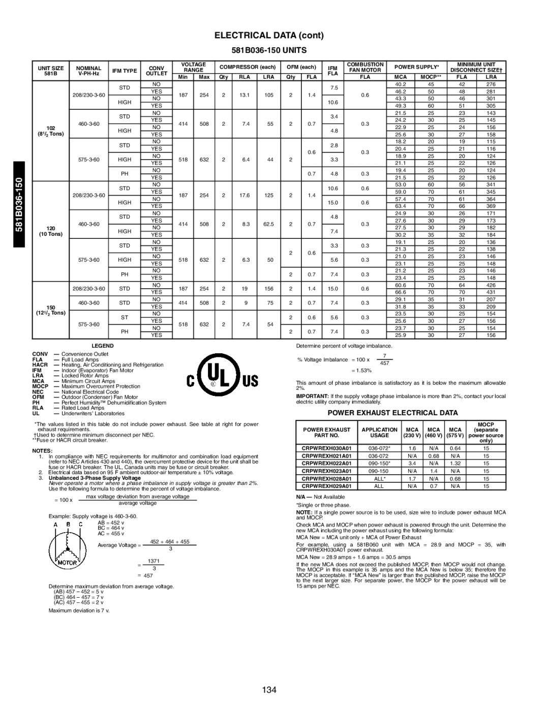 Bryant 581A/B manual 581B036-150 Units, 121/2 Tons 