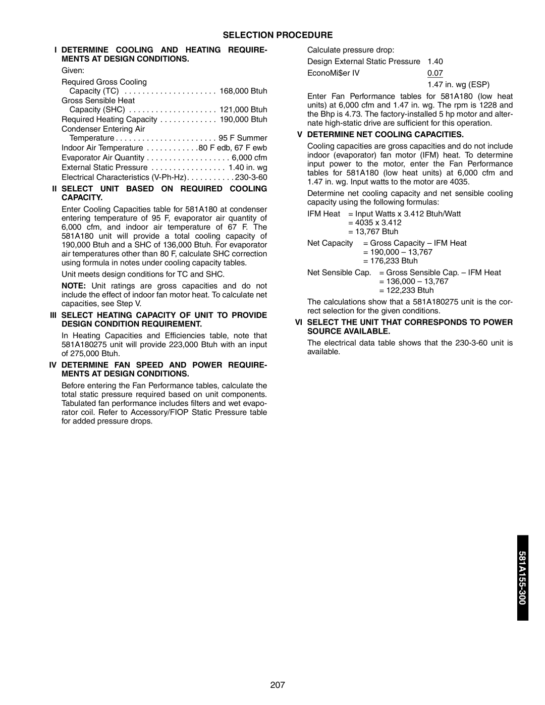 Bryant 581A/B manual Selection Procedure, Determine NET Cooling Capacities 