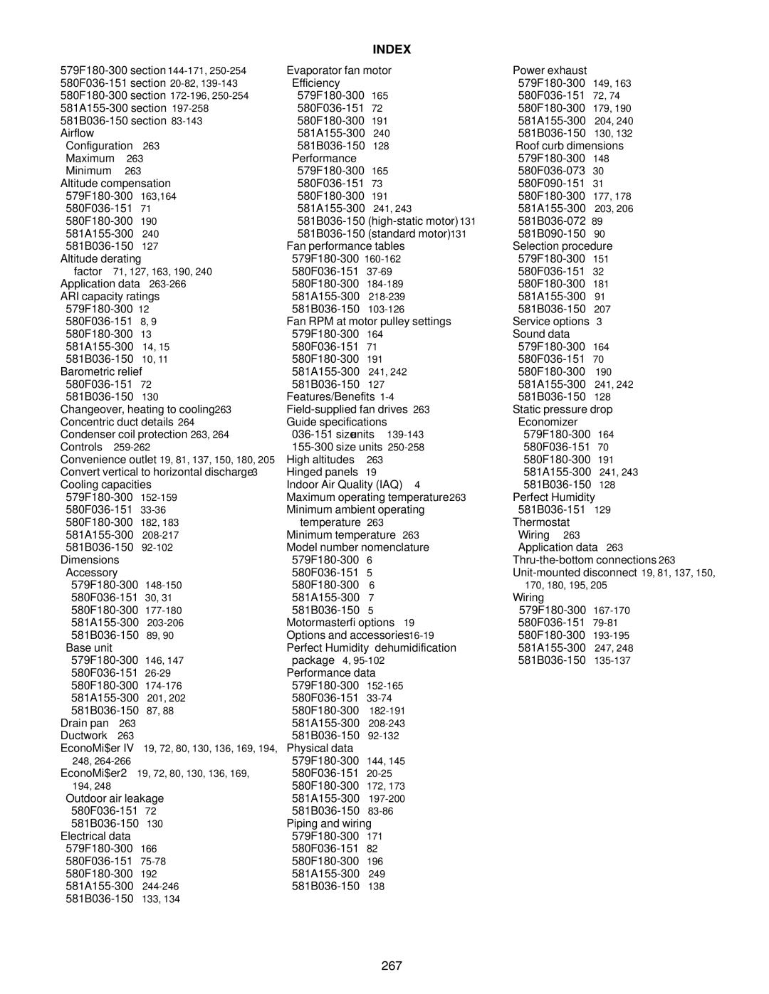 Bryant 581A/B manual Index, 267 