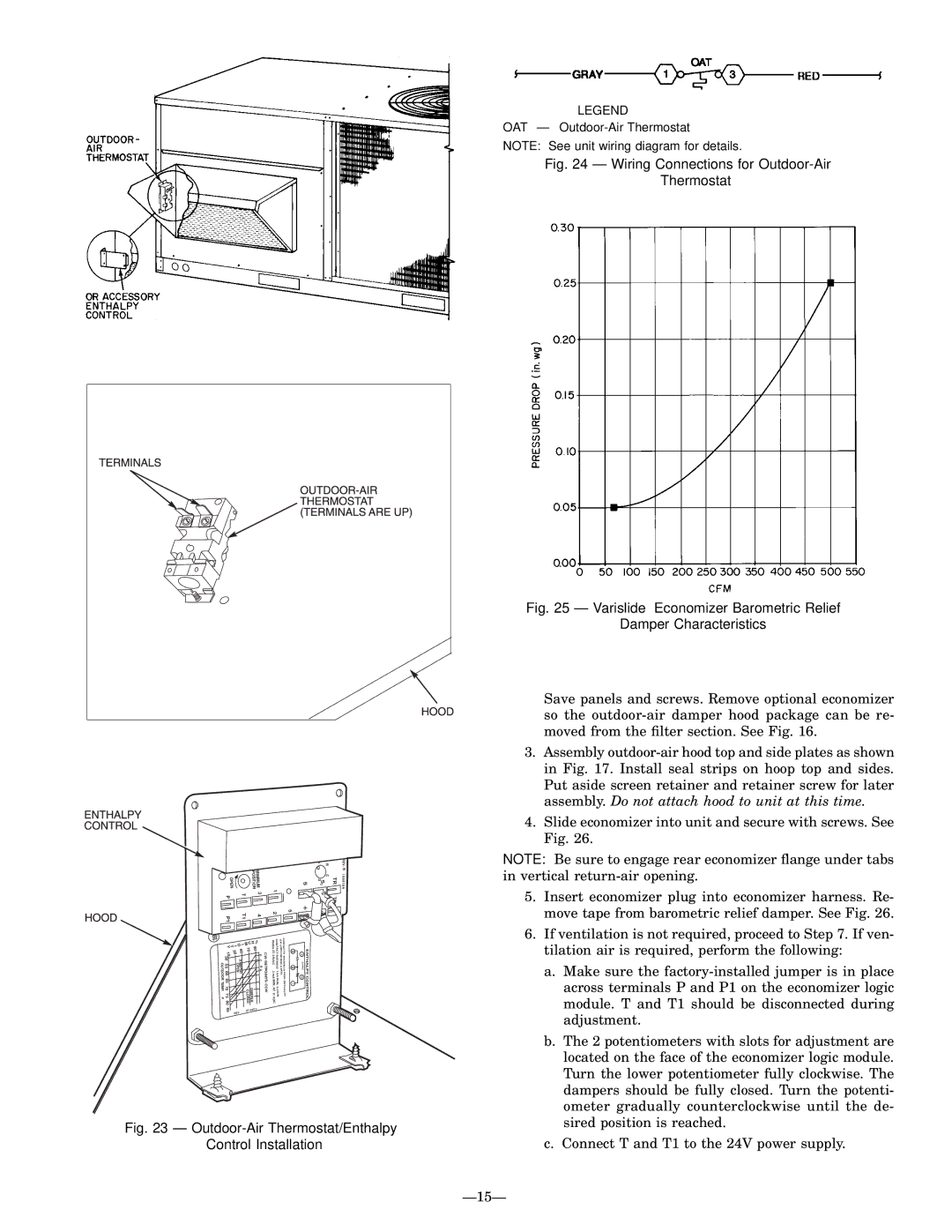 Bryant 581B installation instructions Outdoor-Air Thermostat/Enthalpy Control Installation 