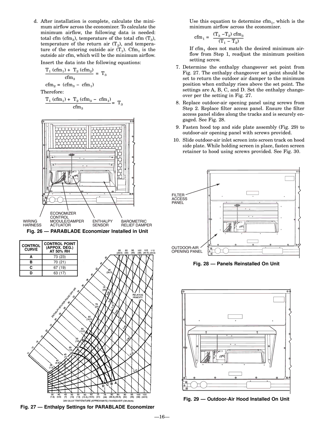 Bryant 581B installation instructions Parablade Economizer Installed in Unit 