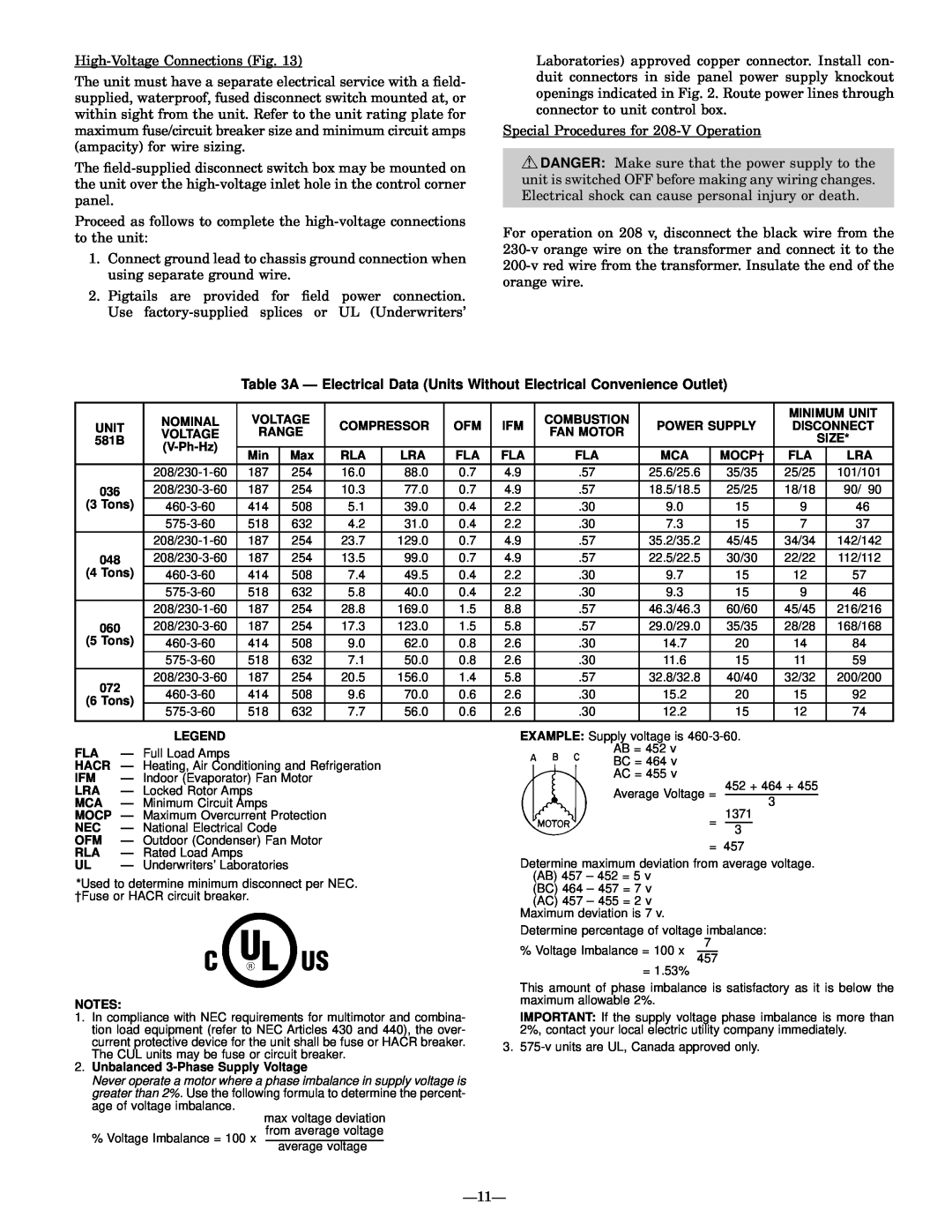 Bryant 581B installation instructions High-VoltageConnections Fig 