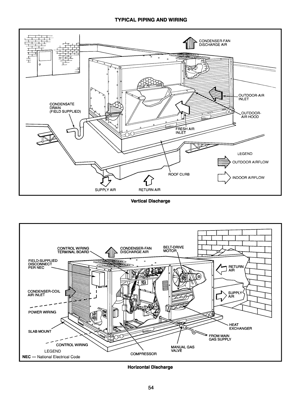 Bryant 581B manual Typical Piping And Wiring, Vertical Discharge, Horizontal Discharge 