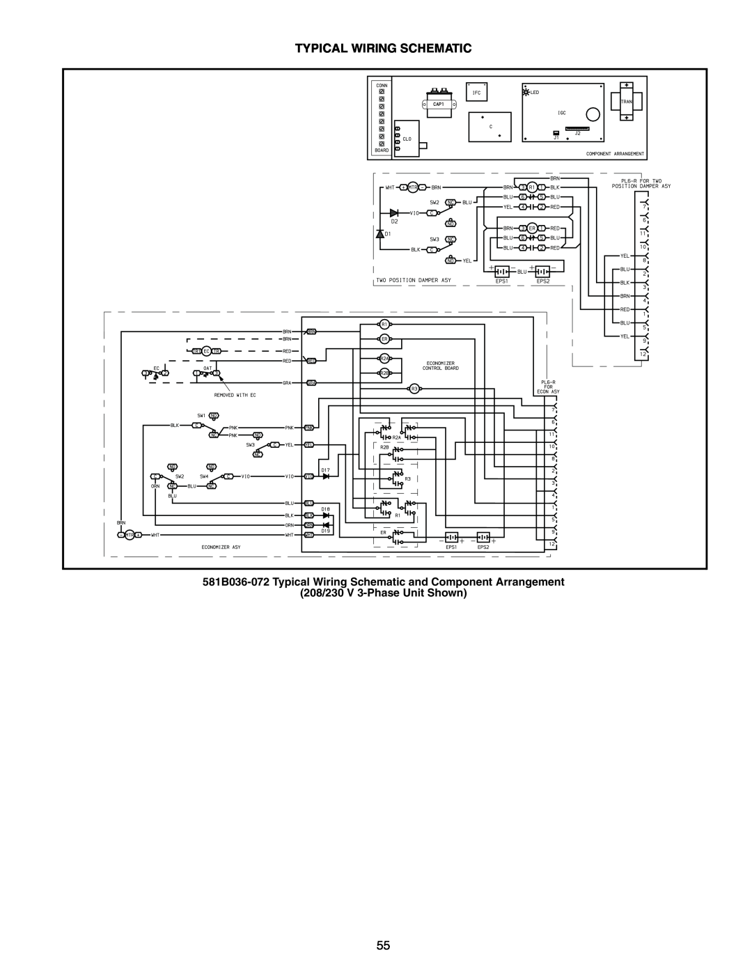 Bryant 581B manual Typical Wiring Schematic, 208/230 V 3-PhaseUnit Shown 
