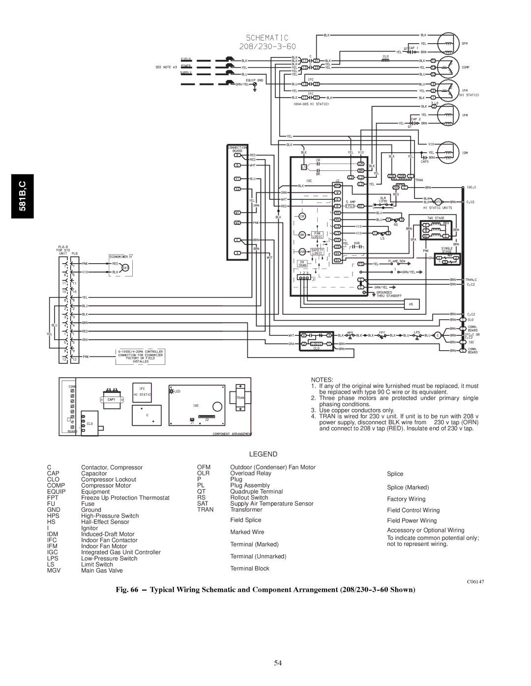 Bryant 581C024--060, 581B036--072 installation instructions Ofm 