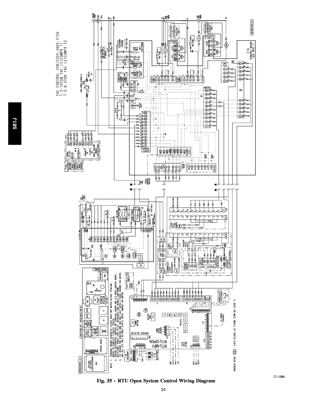 Bryant 581J installation instructions RTU Open System Control Wiring Diagram, C11069 