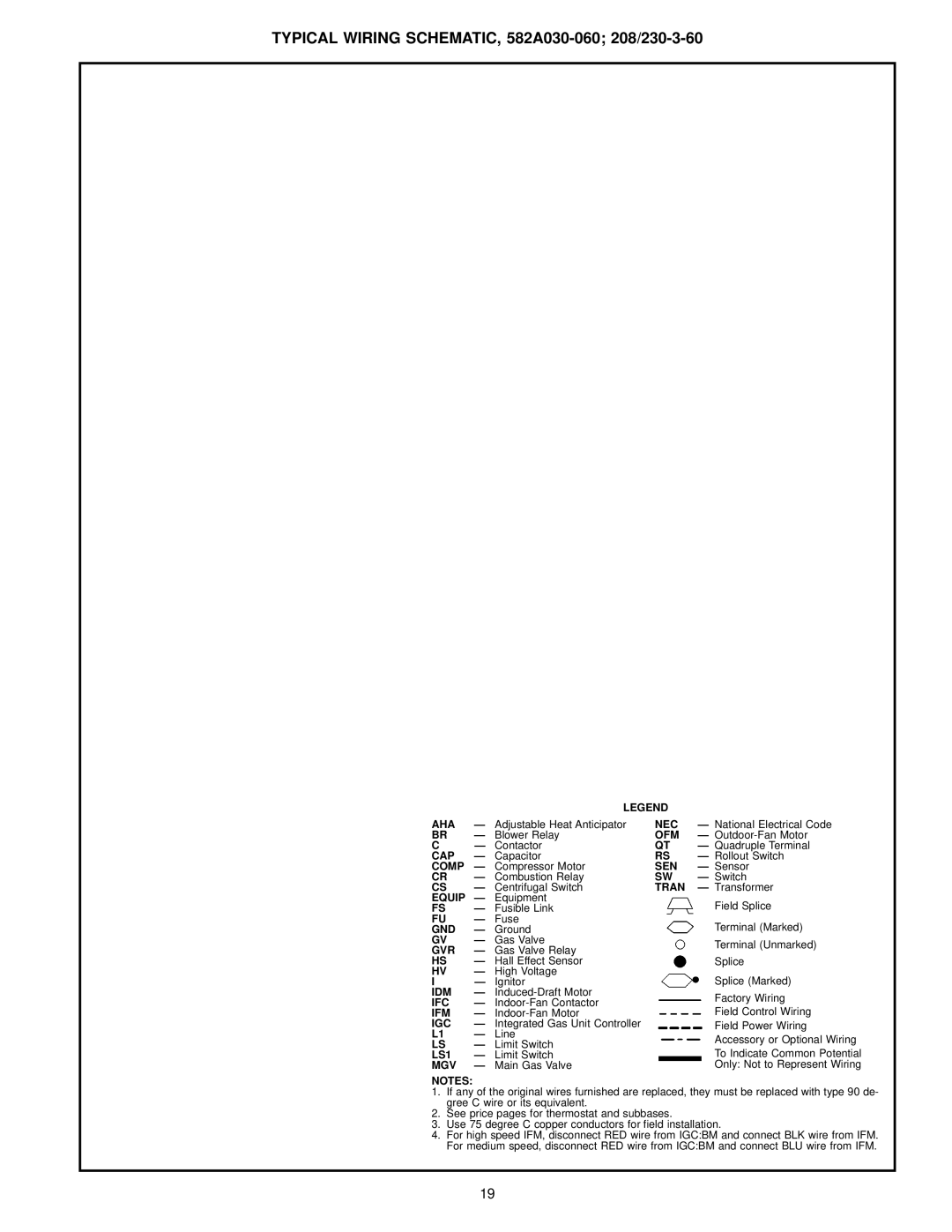 Bryant manual Typical Wiring SCHEMATIC, 582A030-060 208/230-3-60, Igc 