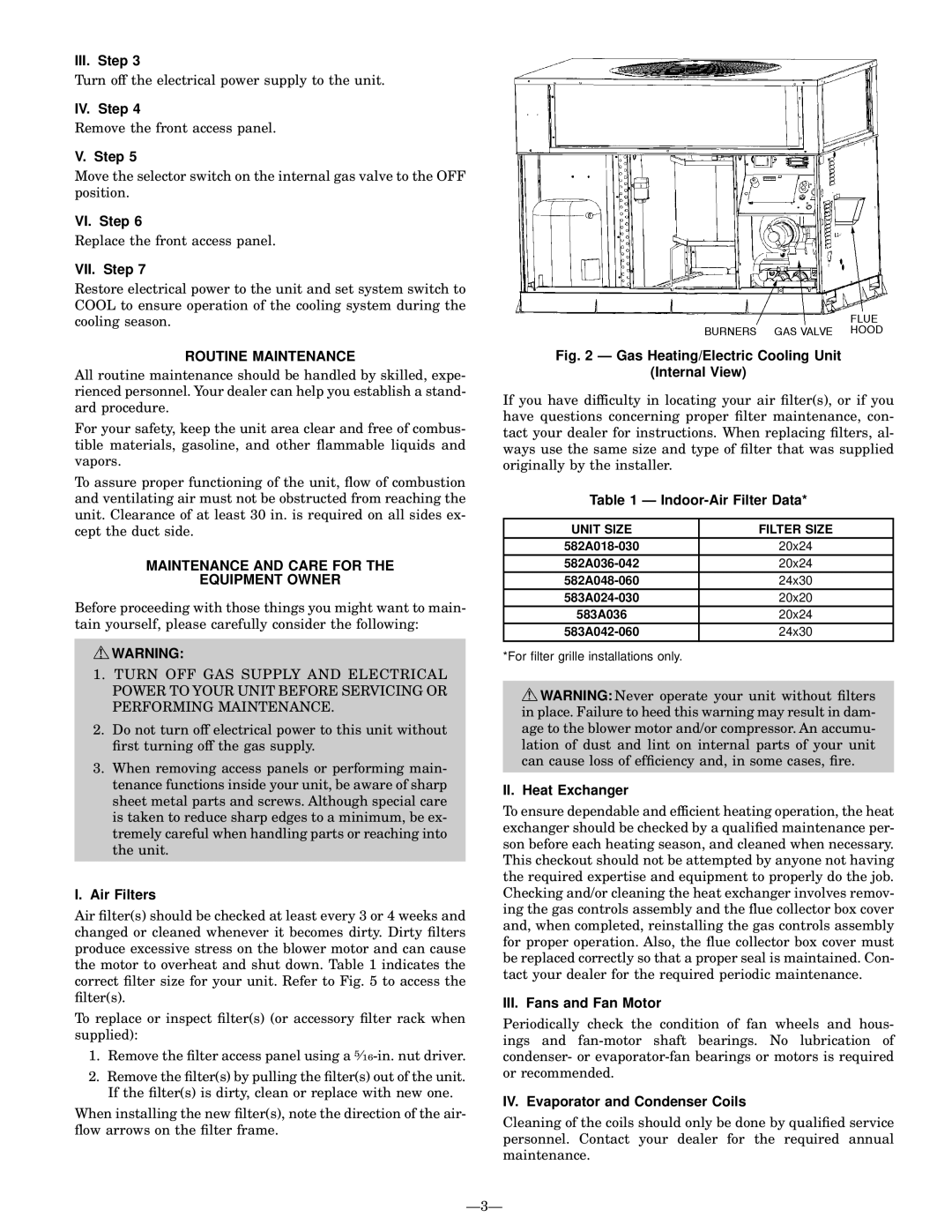 Bryant 583A manual Routine Maintenance, Maintenance and Care for Equipment Owner 