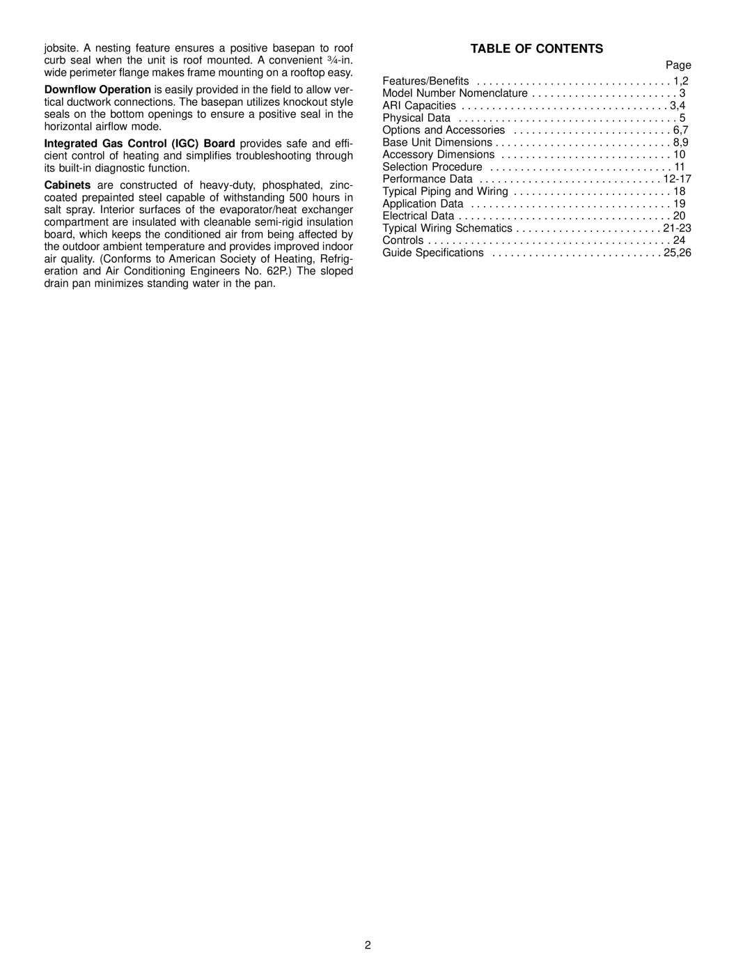 Bryant 583A manual Table of Contents 