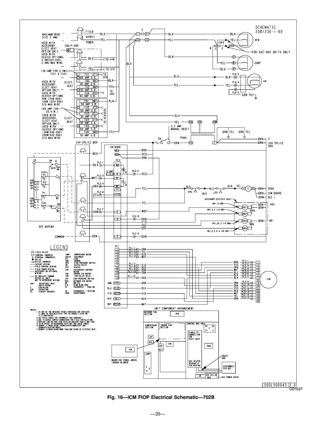 Bryant 583B, 683B, 602B installation instructions ÐICM FIOP Electrical SchematicÐ702B, Ð20Ð 