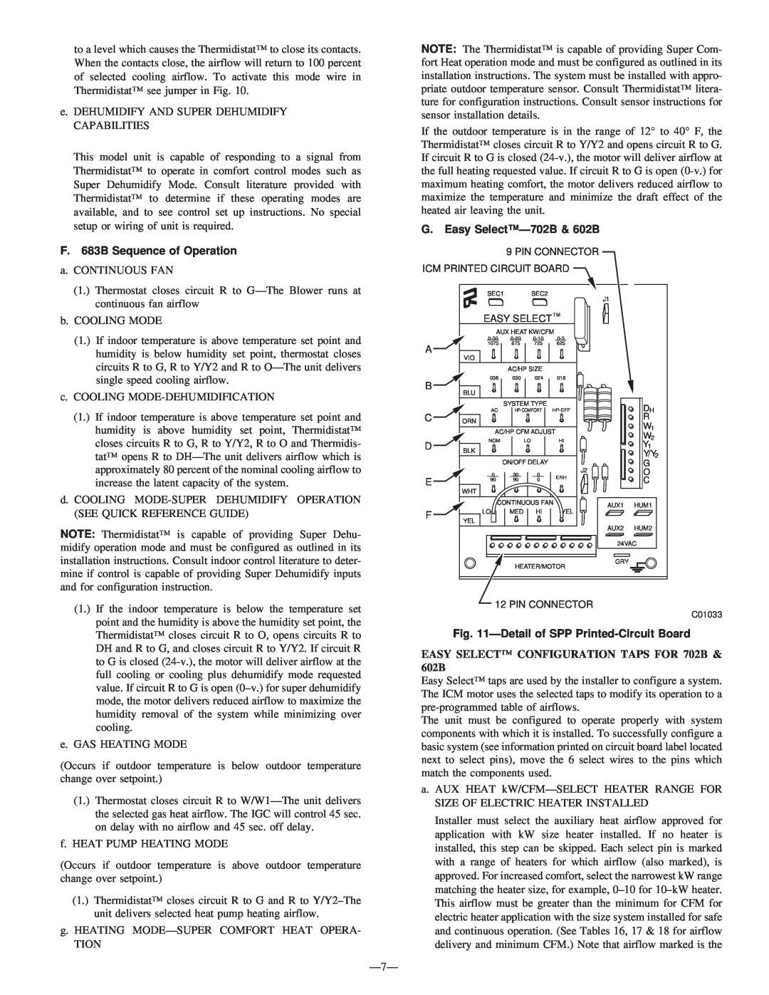Bryant 602B, 583B, 702B installation instructions F. 683B Sequence of Operation, ÐDetail of SPP Printed-Circuit Board 