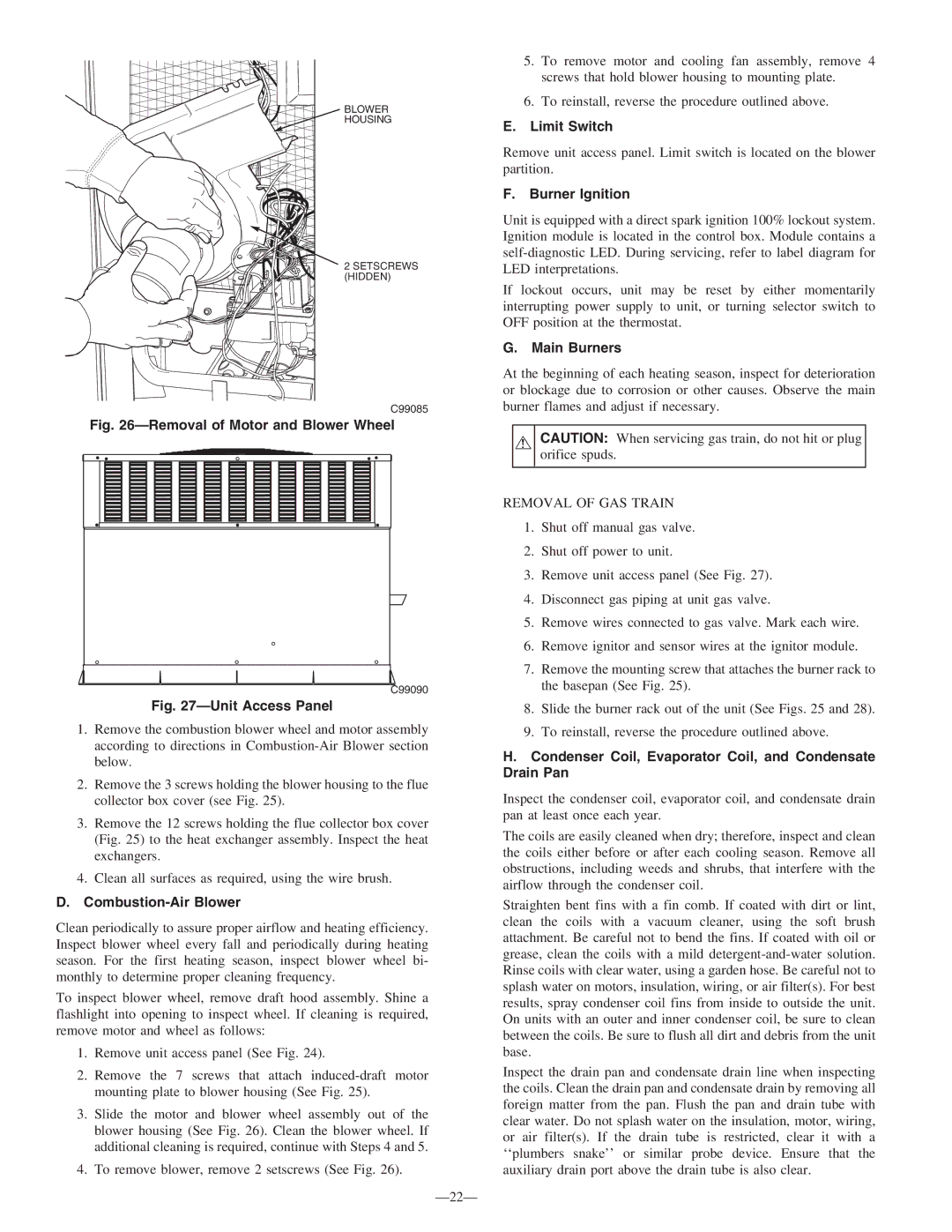 Bryant 583B instruction manual Combustion-Air Blower, Limit Switch, Burner Ignition, Main Burners 