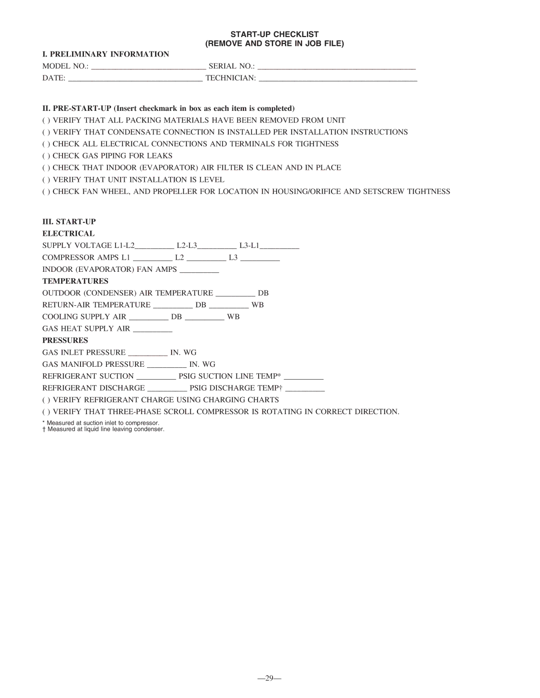 Bryant 583B instruction manual START-UP Checklist Remove and Store in JOB File, Preliminary Information 