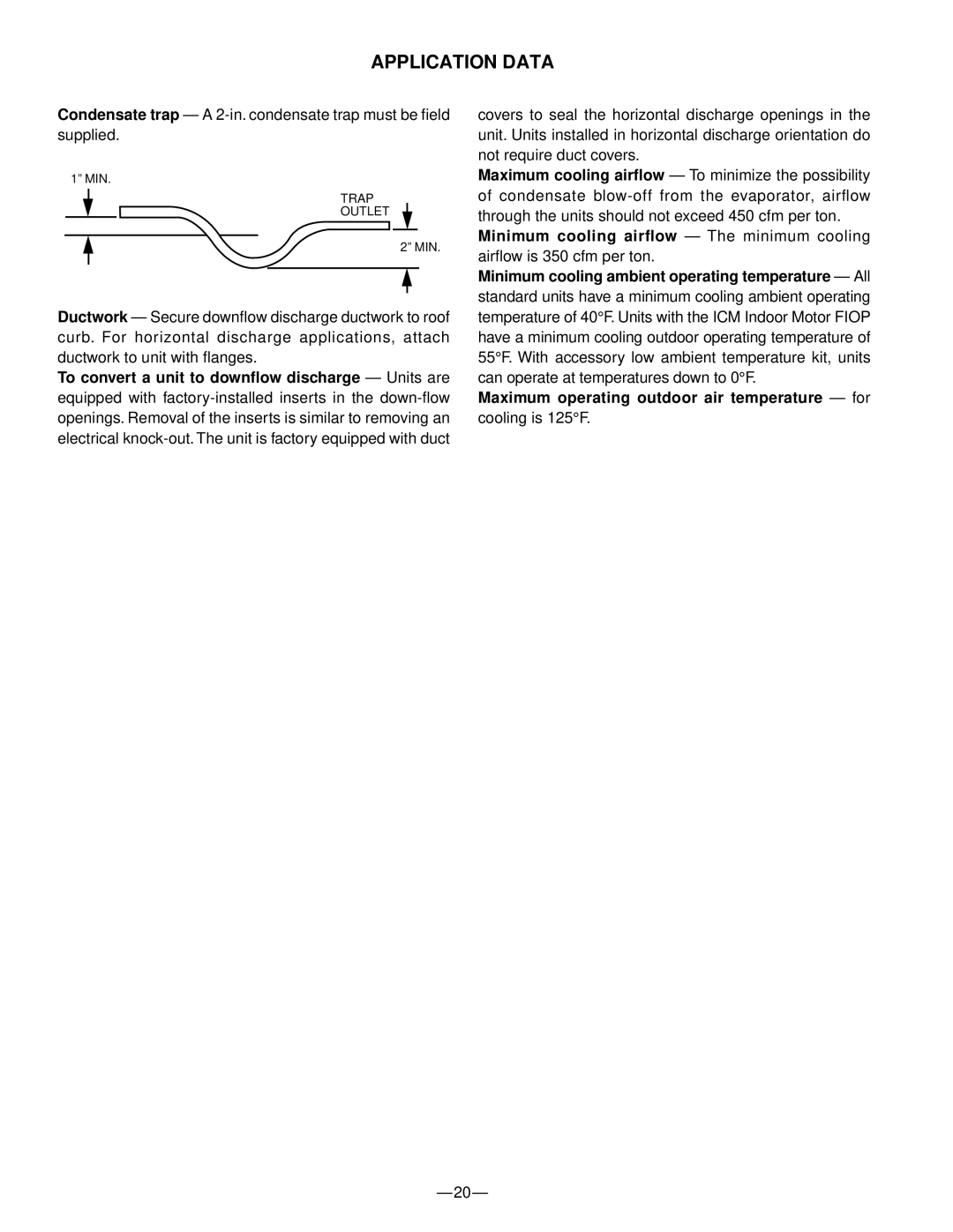 Bryant 583B manual Application Data, Minimum cooling airﬂow The minimum cooling 