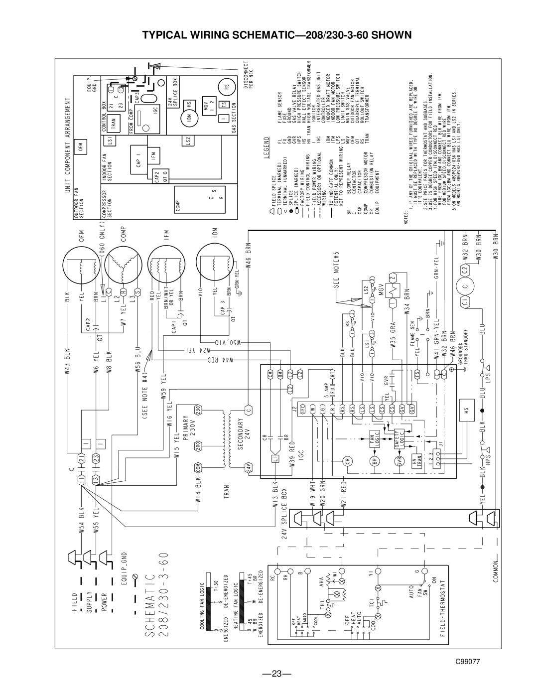 Bryant 583B manual Typical Wiring SCHEMATIC-208/230-3-60 Shown, C99077 