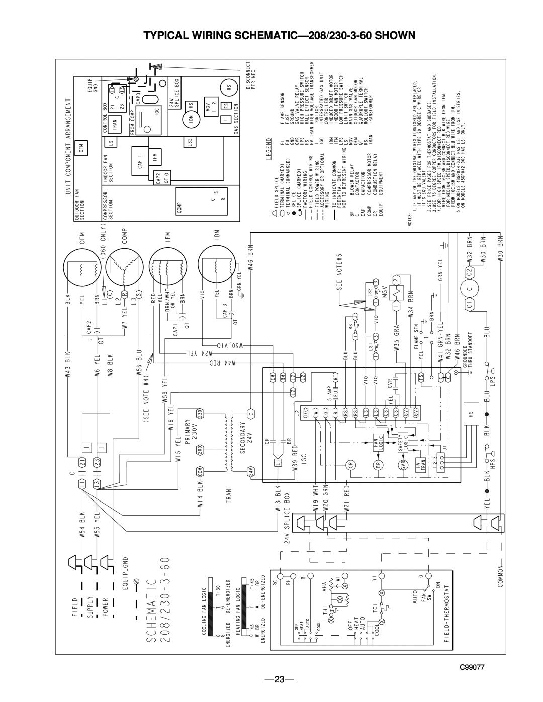 Bryant 583B manual TYPICAL WIRING SCHEMATIC-208/230-3-60SHOWN, C99077 