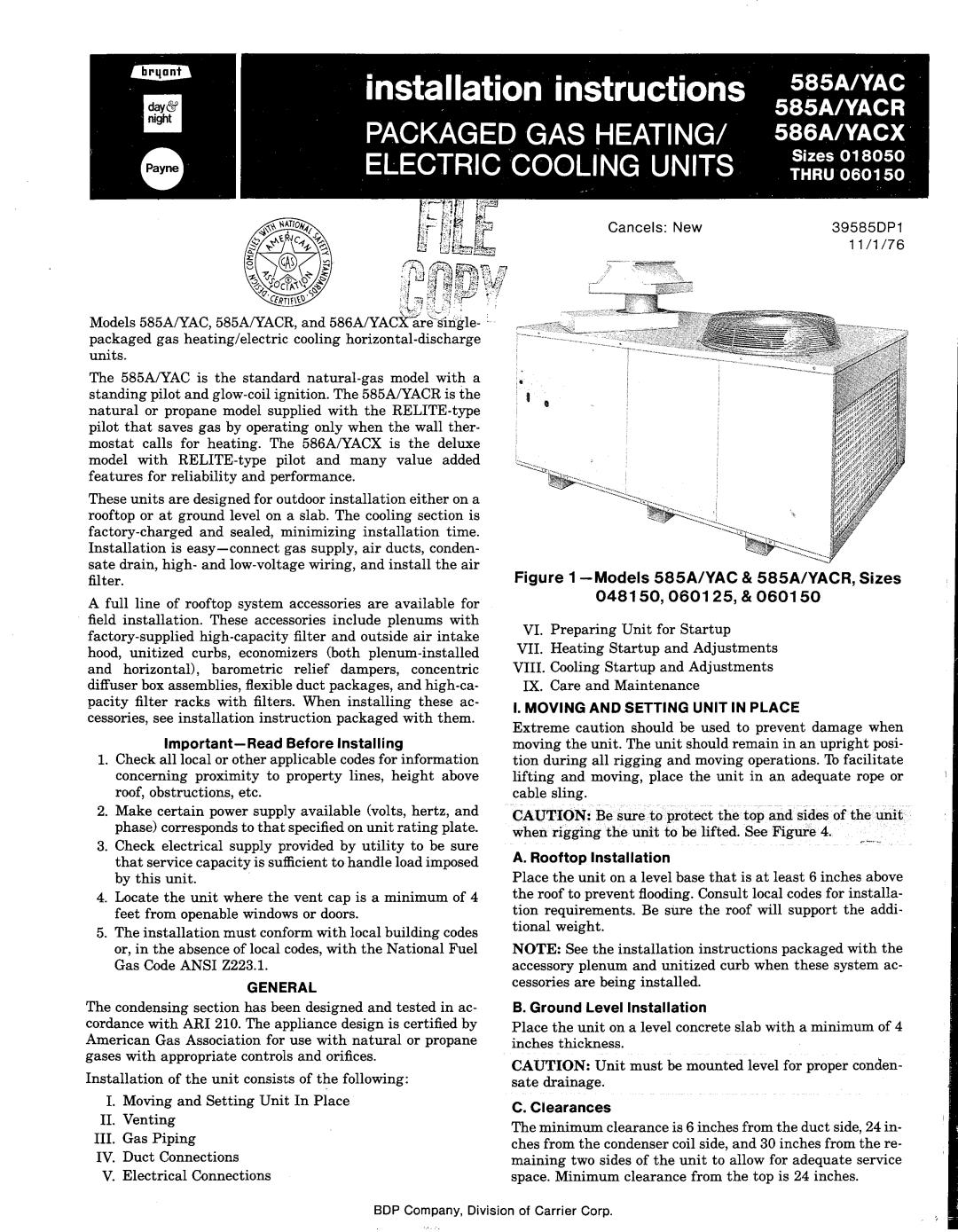 Bryant 585A/YACR, 586A/YACX manual 