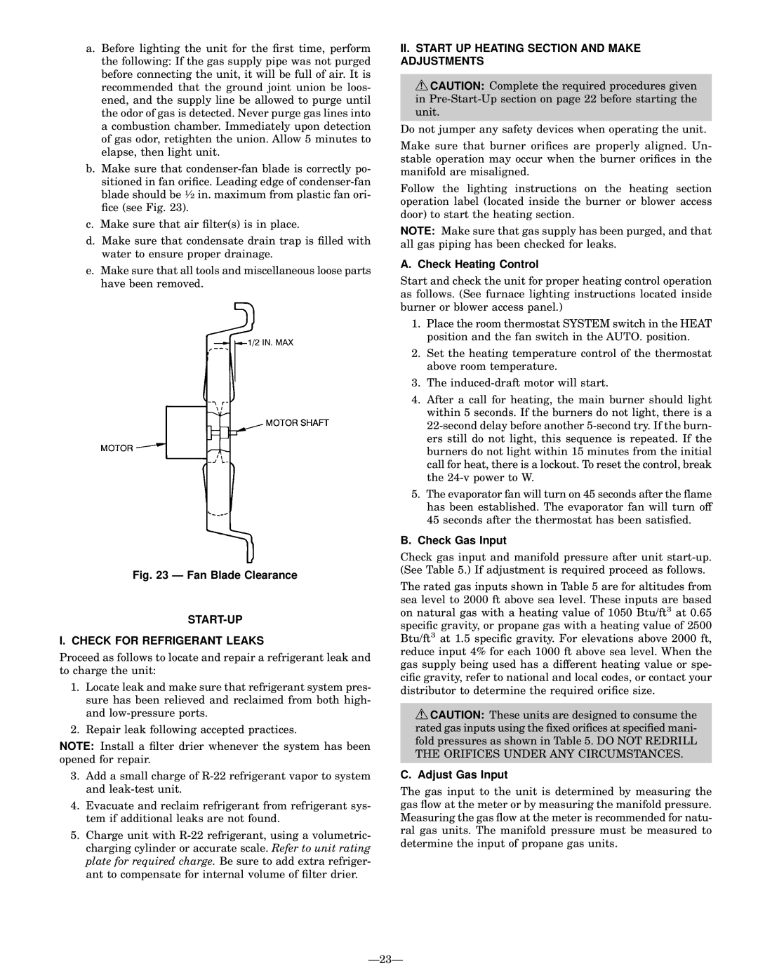 Bryant 589A START-UP Check for Refrigerant Leaks, II. Start UP Heating Section and Make Adjustments, Check Heating Control 