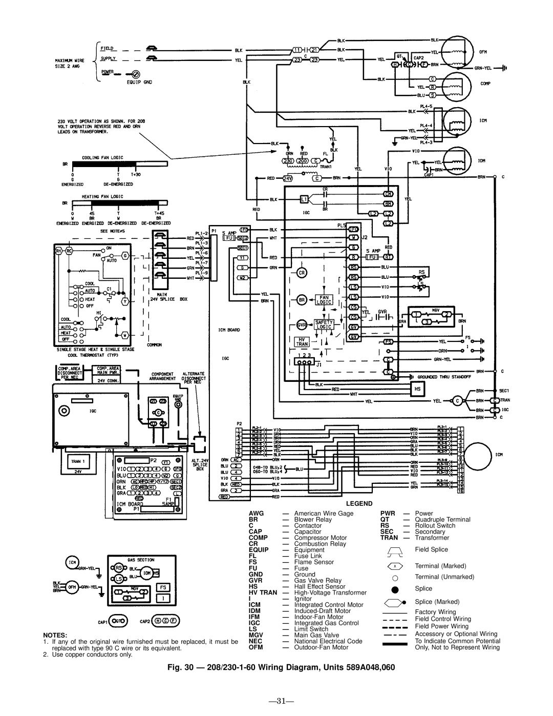 Bryant 588A user manual 208/230-1-60 Wiring Diagram, Units 589A048,060, Ð31Ð 