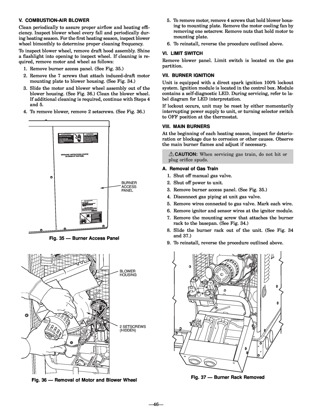 Bryant 588A V. Combustion-Airblower, Ð Burner Access Panel, Vi. Limit Switch, Vii. Burner Ignition, Viii. Main Burners 