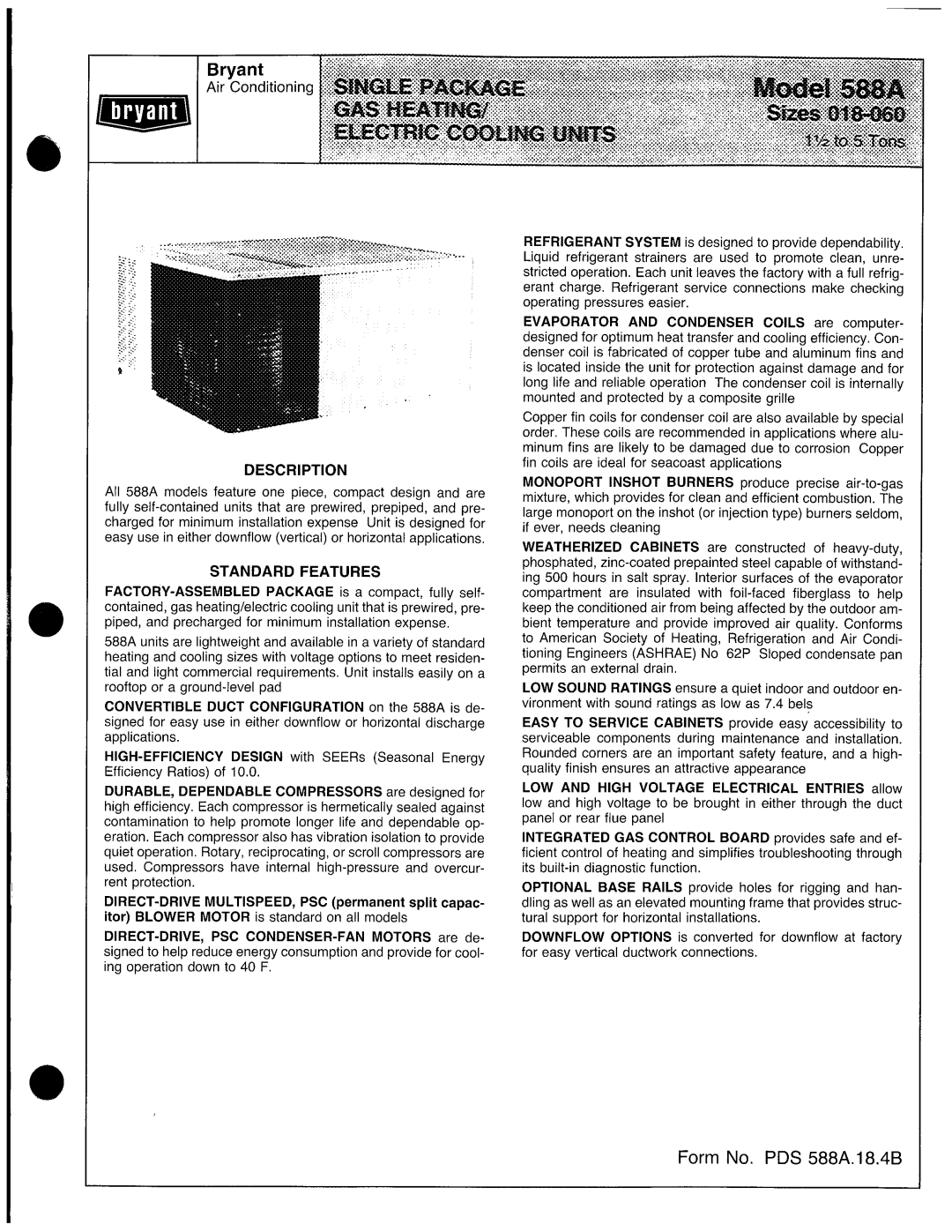 Bryant 589A user manual Contents, II. Start Up Heating Section and, III. Start Up Cooling Section and, General, 588A 