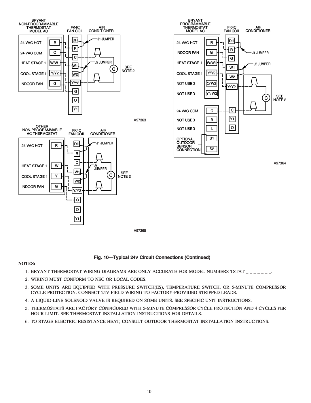 Bryant 591B instruction manual Typical24v Circuit Connections Continued 