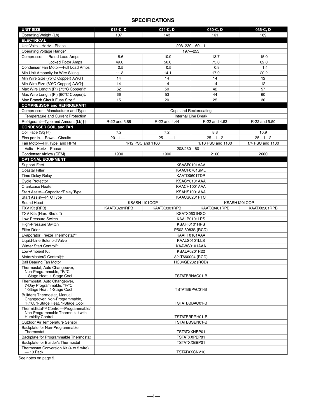 Bryant 593C warranty Specifications, Electrical 