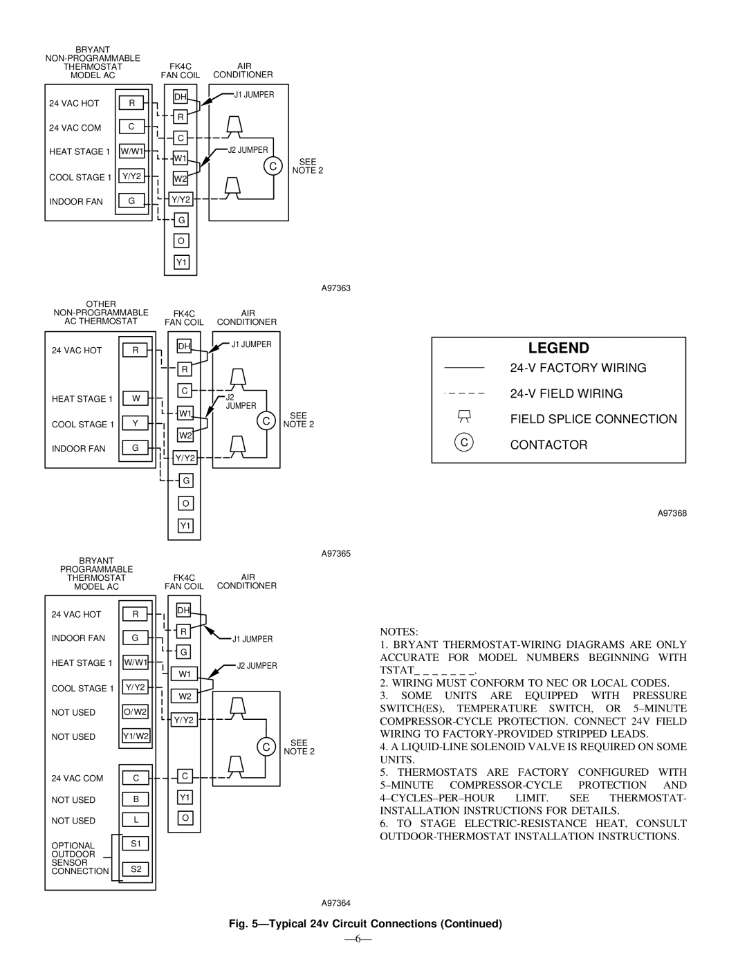 Bryant 597C instruction manual VAC COM Not Used Optional Outdoor Sensor Connection FK4C AIR 