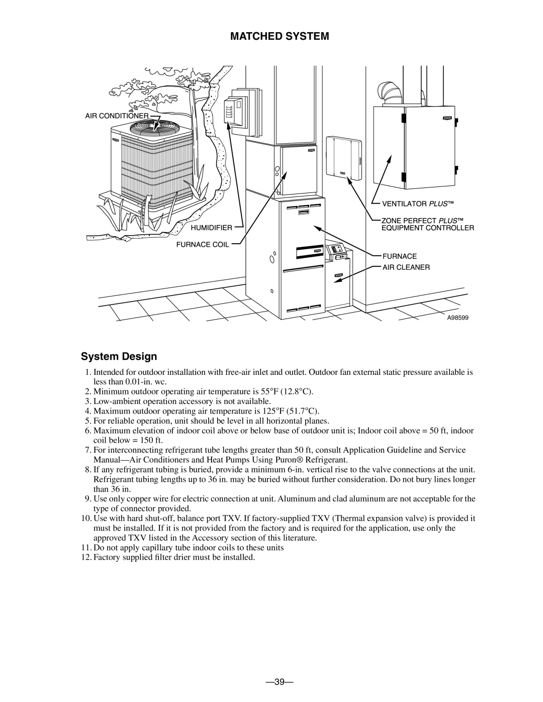 Bryant 598B warranty Matched System, System Design 