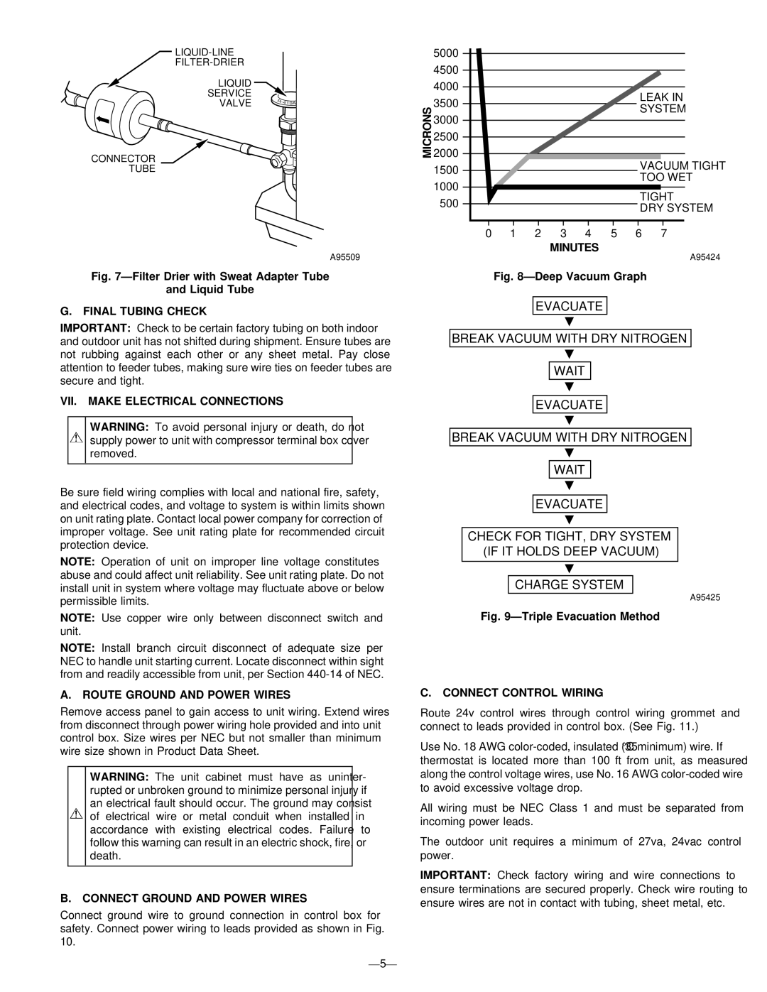 Bryant 598B instruction manual Final Tubing Check, VII. Make Electrical Connections, Route Ground and Power Wires, Minutes 