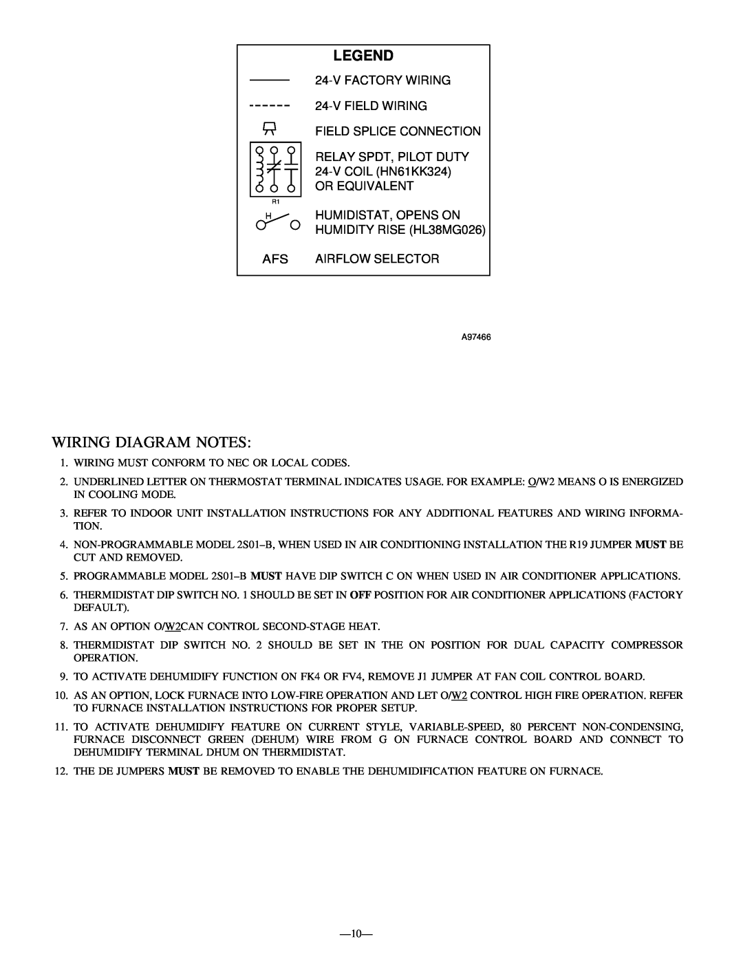 Bryant 598B instruction manual V FACTORY WIRING 24-V FIELD WIRING FIELD SPLICE CONNECTION, Wiring Diagram Notes 