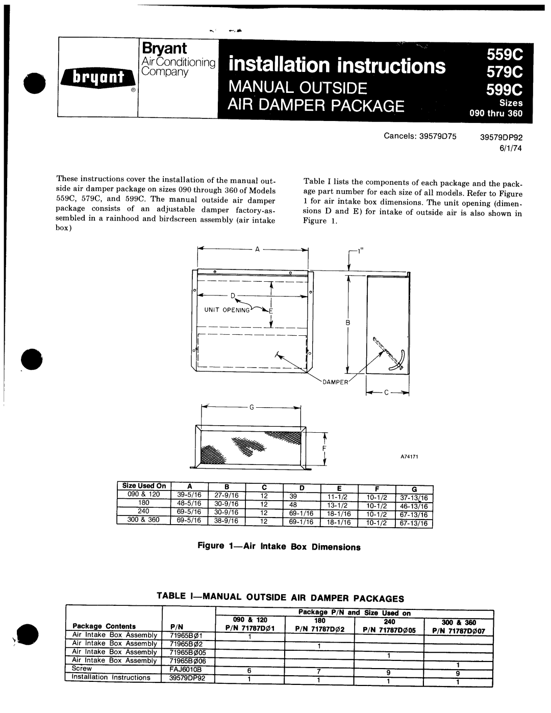 Bryant 579C, 599C, 559C manual 