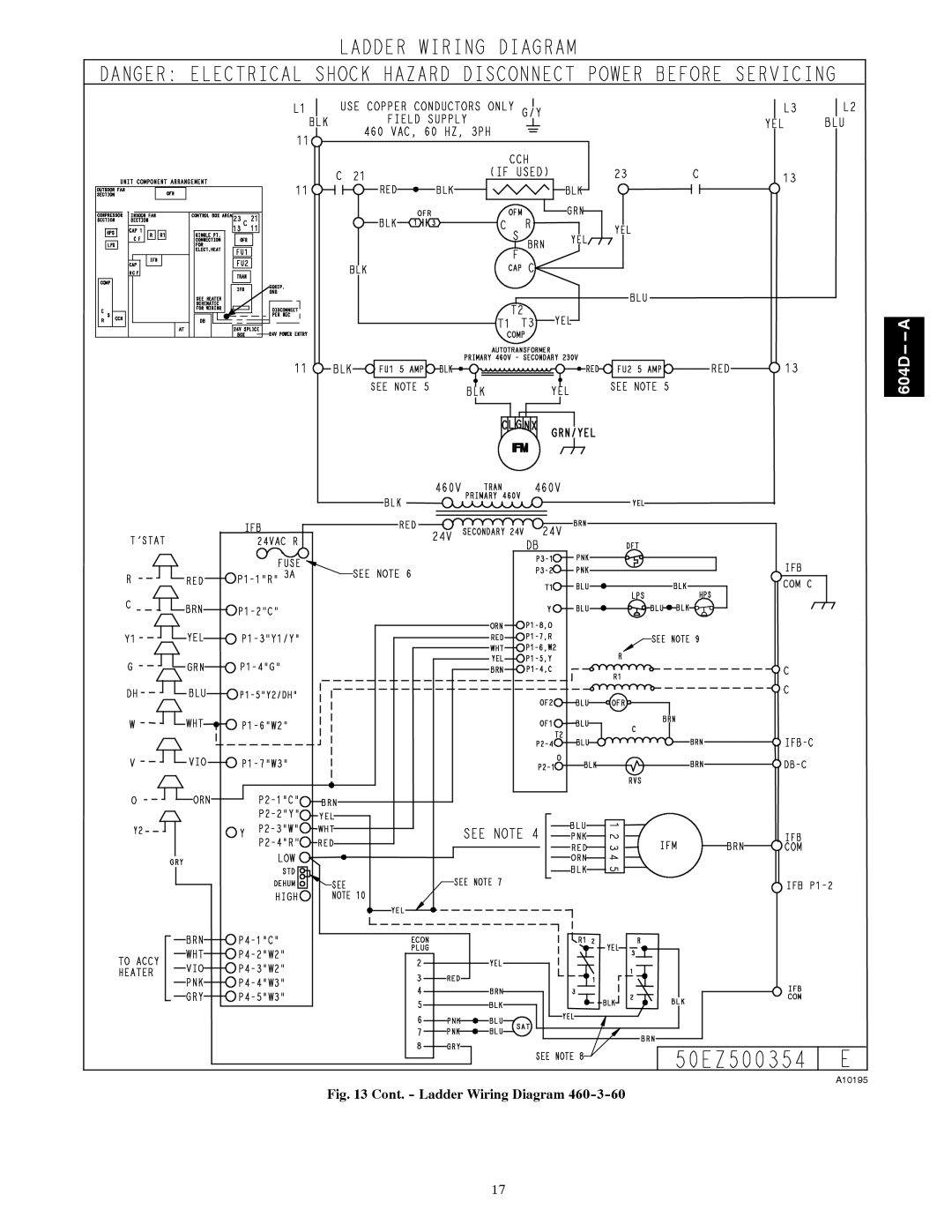 Bryant 604D--A installation instructions Cont. Ladder Wiring Diagram 