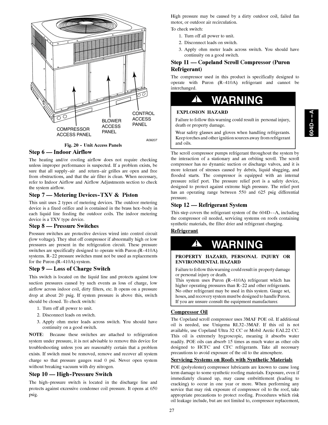 Bryant 604D--A Copeland Scroll Compressor Puron Refrigerant, Indoor Airflow, Metering Devices-TXV & Piston 