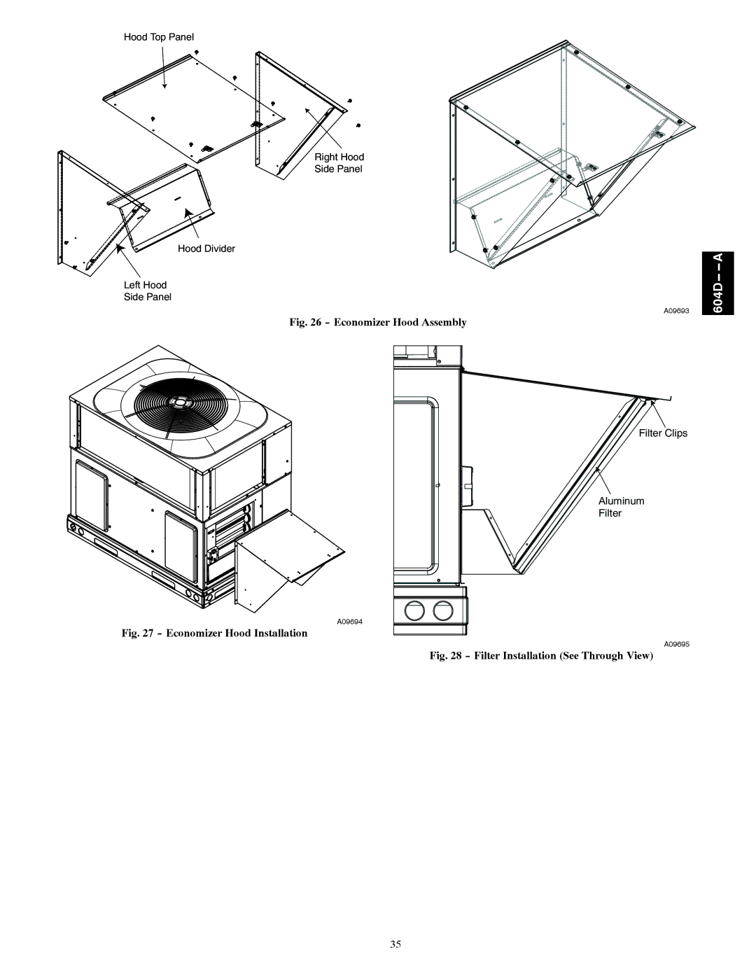 Bryant 604D--A installation instructions Economizer Hood Assembly 