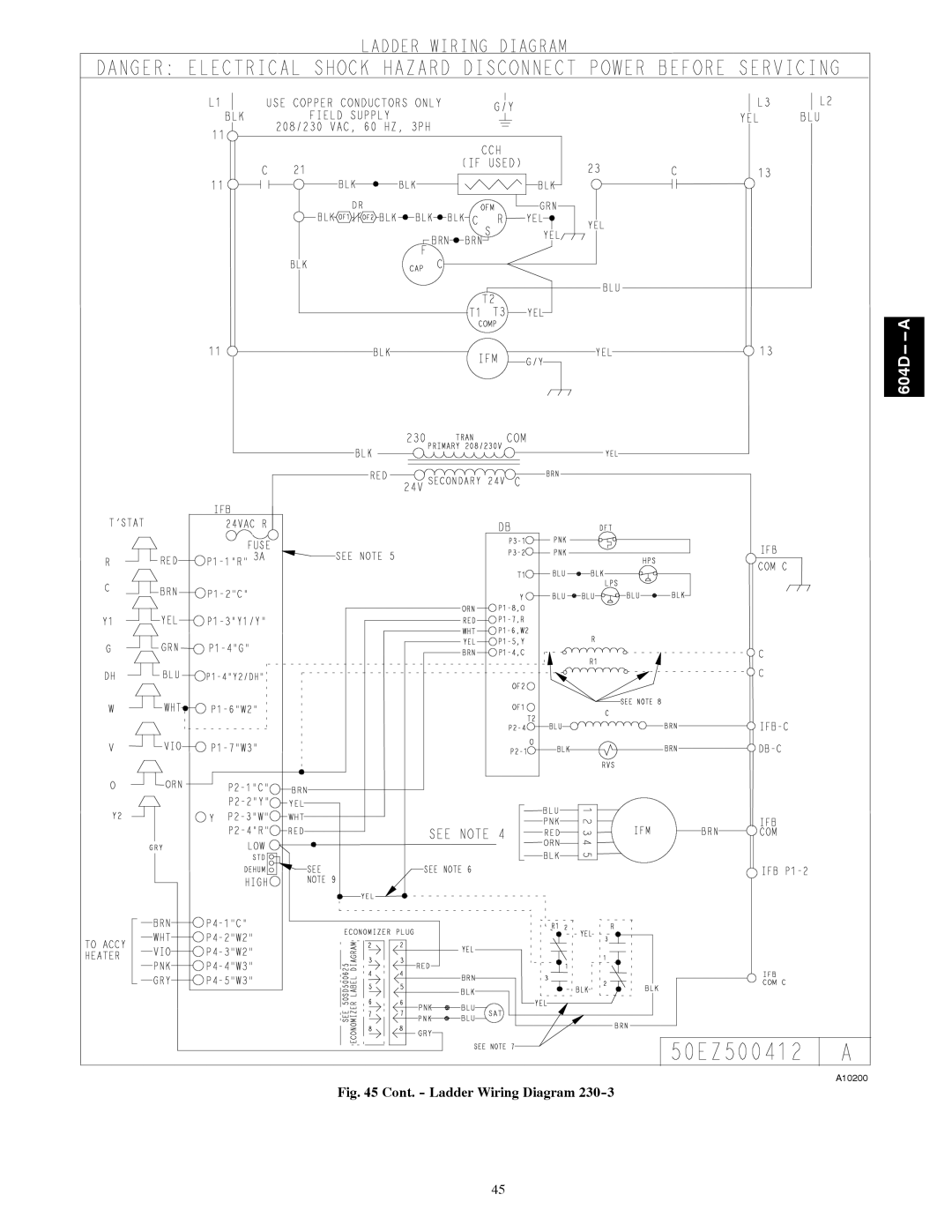 Bryant 604D--A installation instructions Cont. Ladder Wiring Diagram 