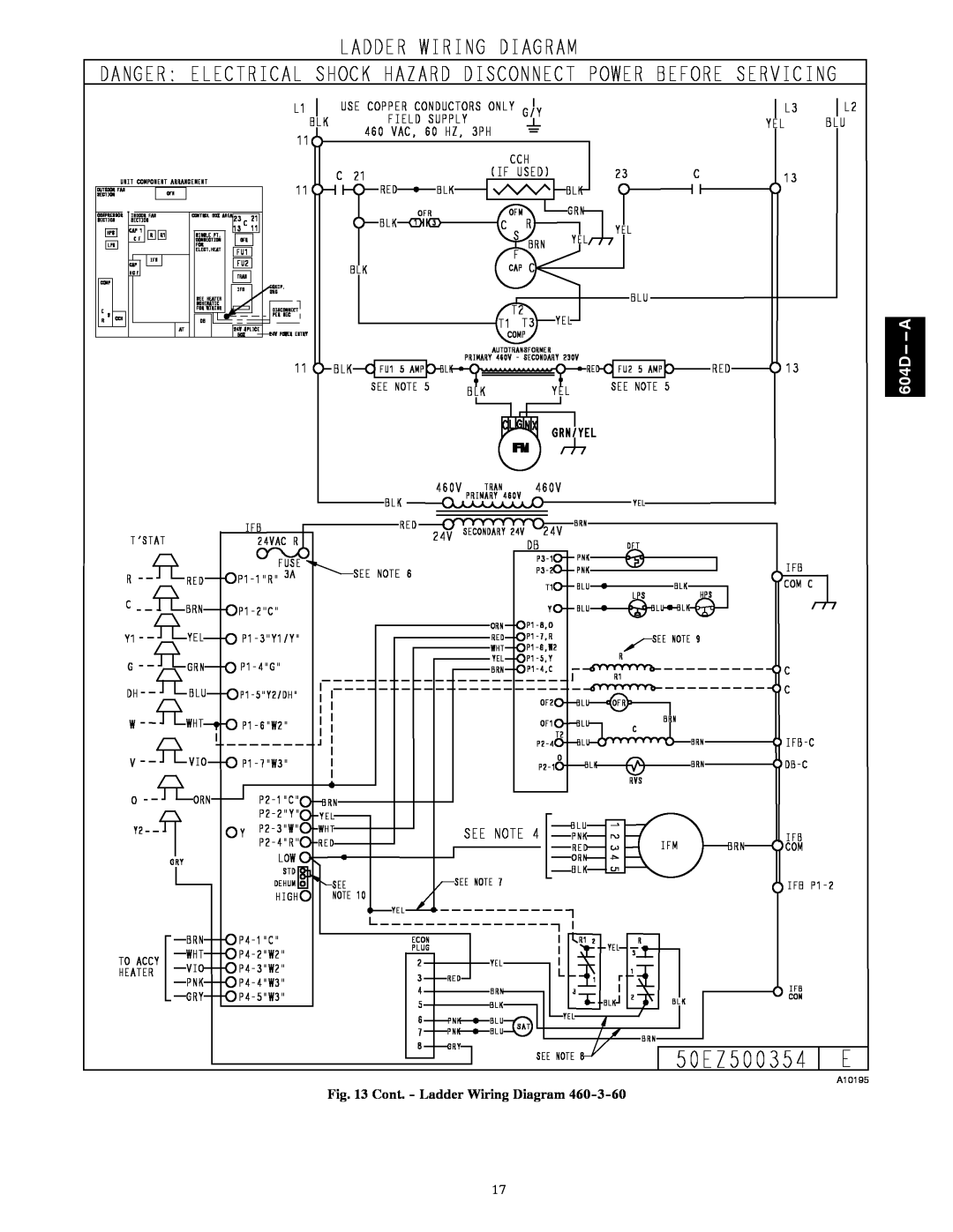 Bryant 604D--A installation instructions Cont. - Ladder Wiring Diagram, 604D-- --A 